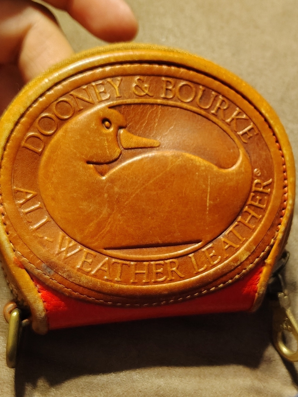 Vintage Dooney and Bourke Big Duck Coin Purse ~ brown Leather